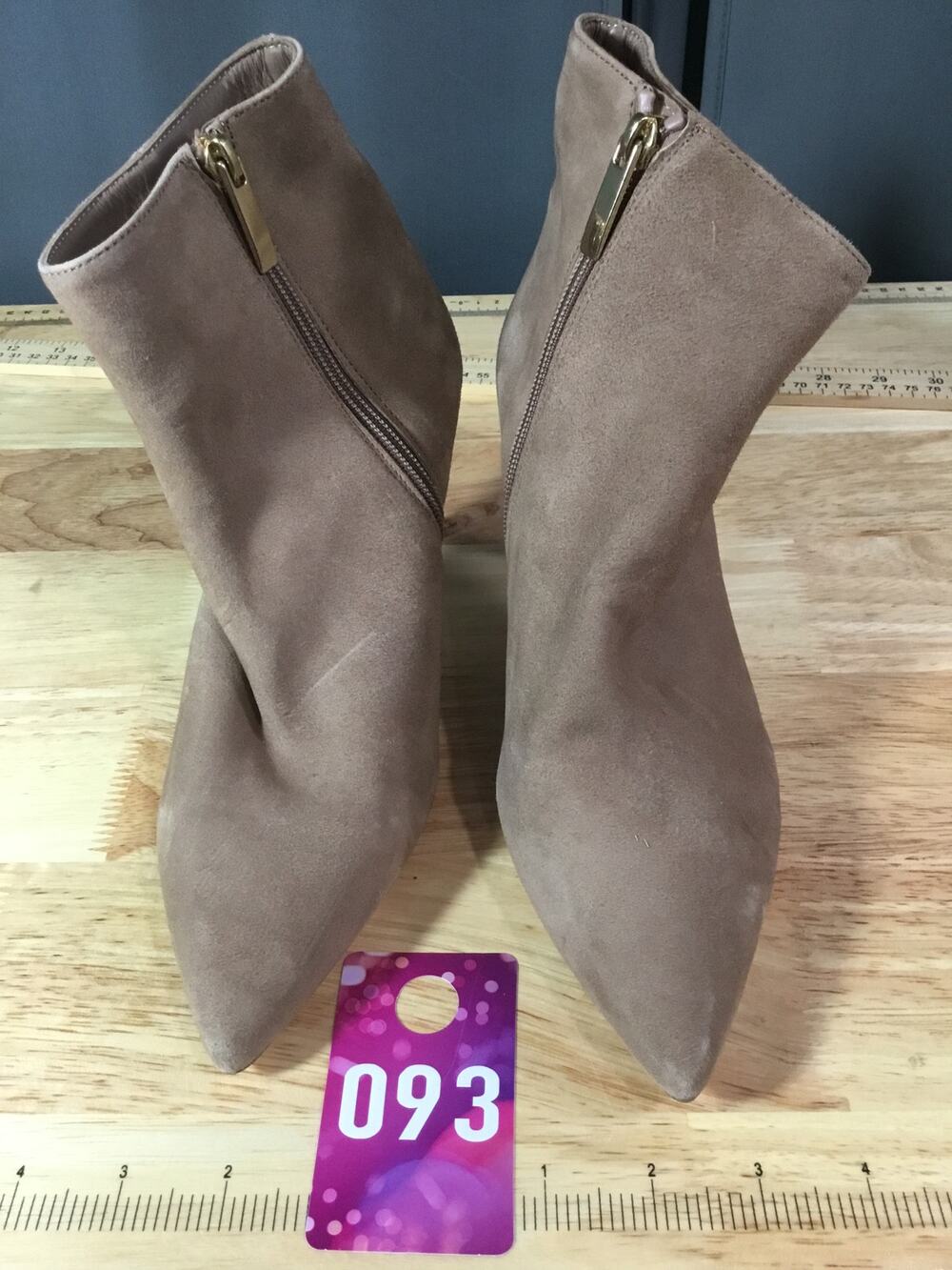 L’agence Aimee Bootie Womens 8.5 Taupe Suede Side Zip Stilleto Pointed Toe Boots